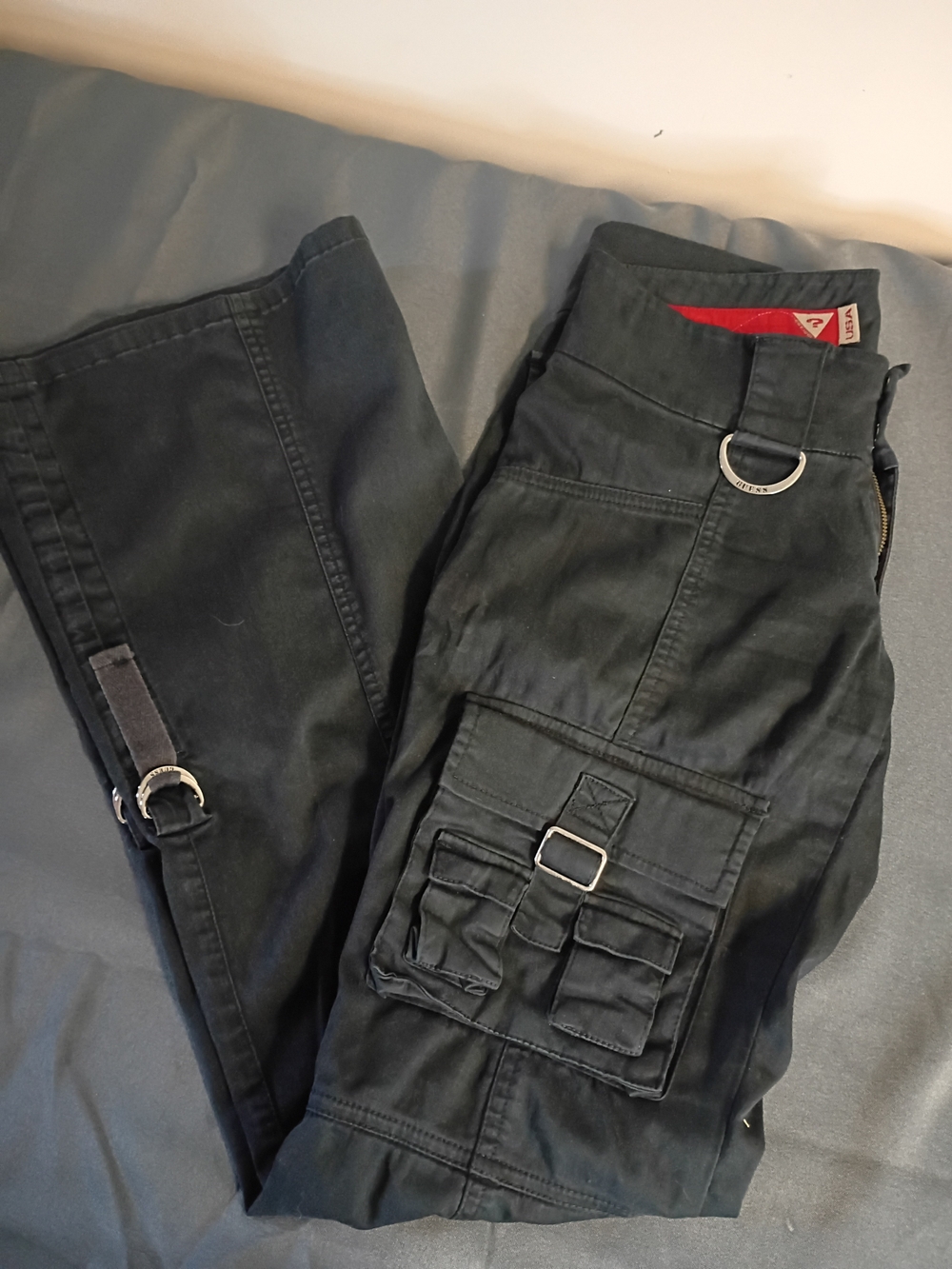 Y2k Vintage Guess Black Cargo Pants with Utility Pockets